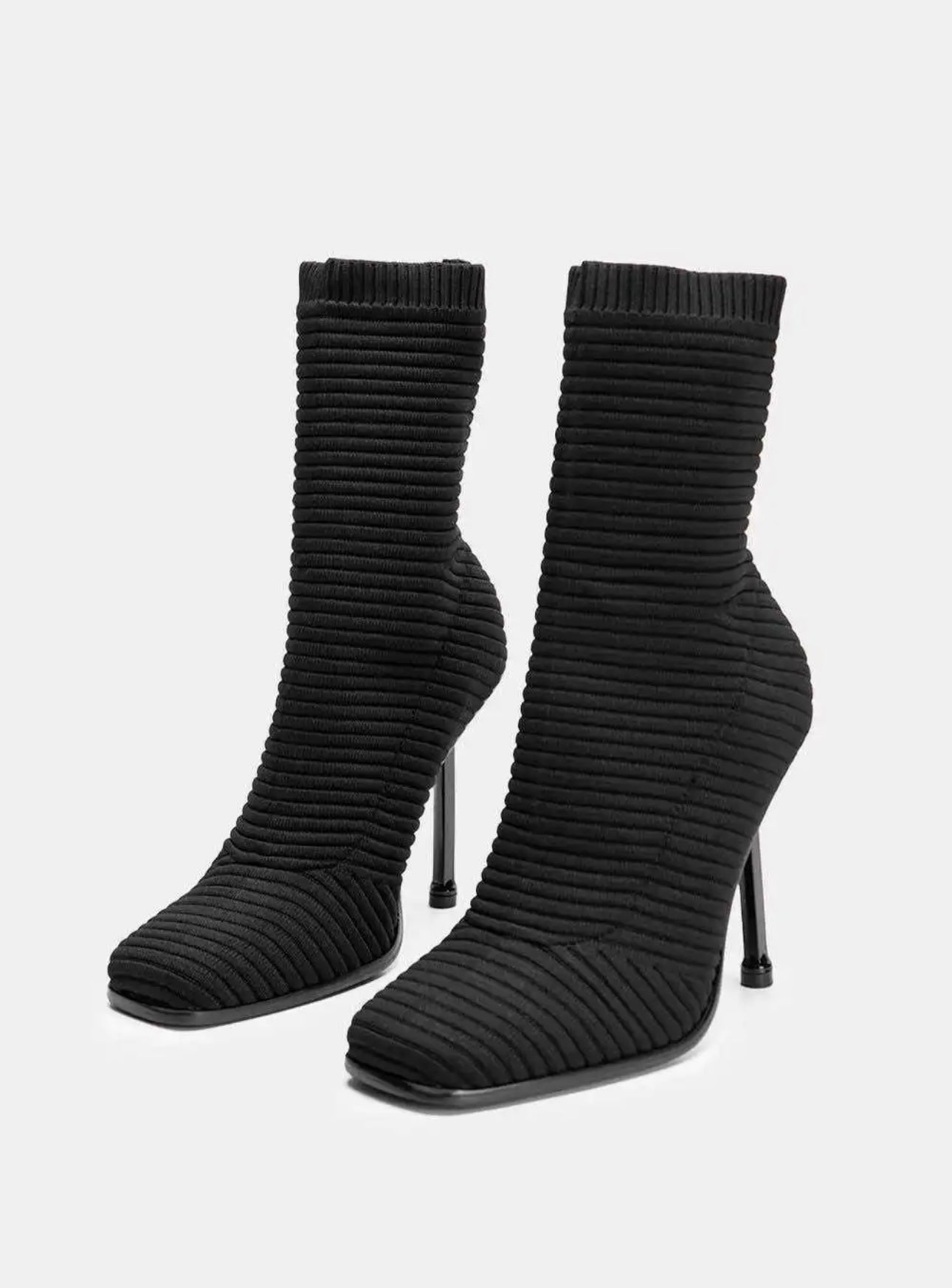 Black Sock Boots for Women – Elegant Stiletto Heels with Stretch Fit & Timeless Chic
