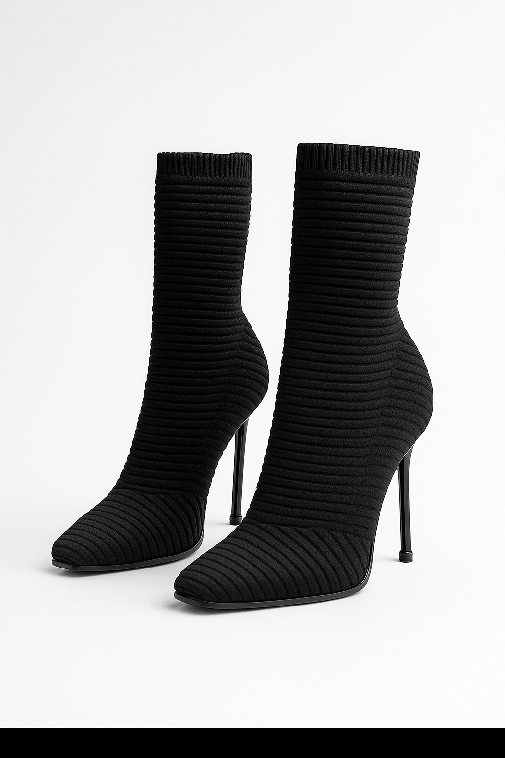 Black Sock Boots for Women – Elegant Stiletto Heels with Stretch Fit & Timeless Chic