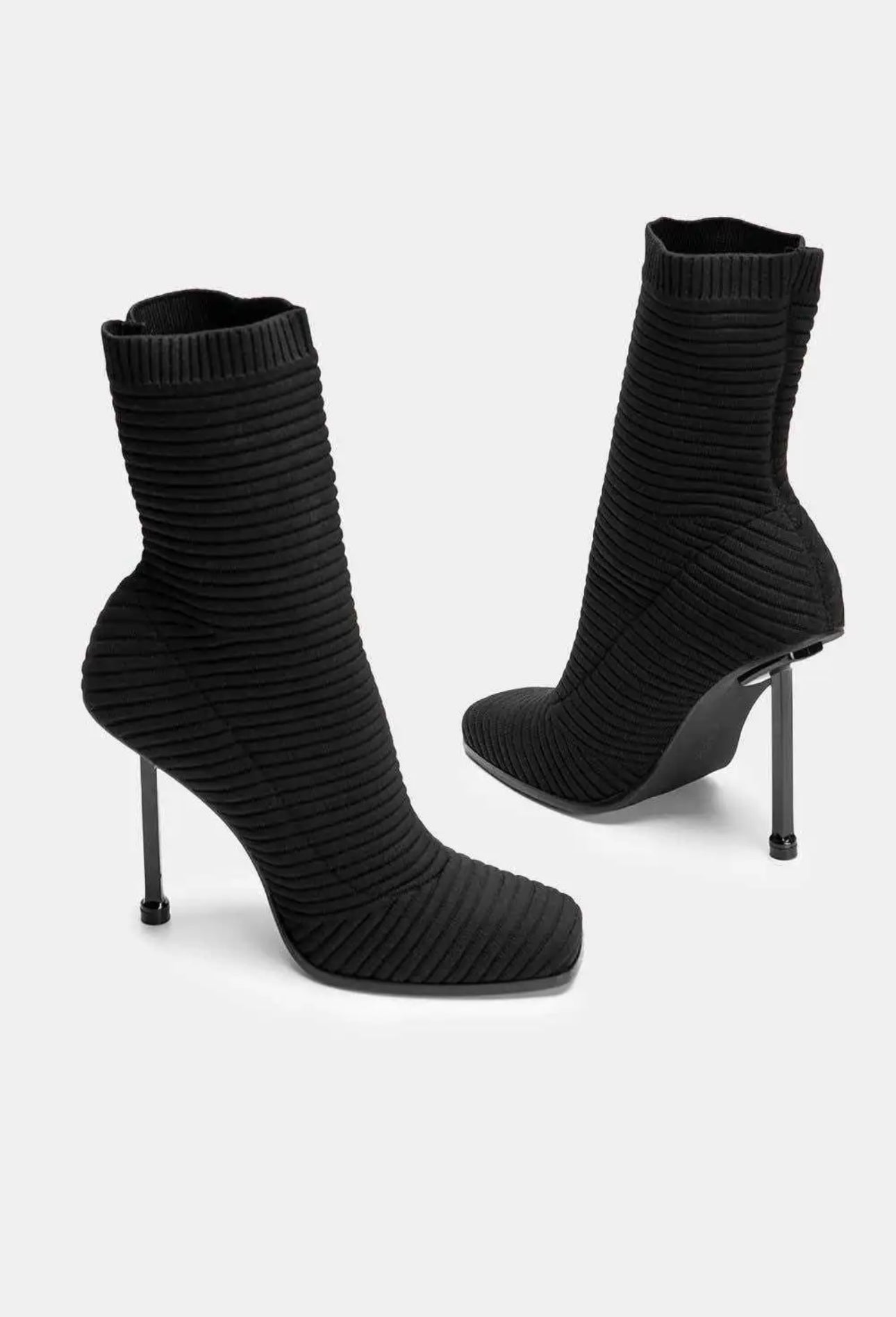 Black Sock Boots for Women – Elegant Stiletto Heels with Stretch Fit & Timeless Chic