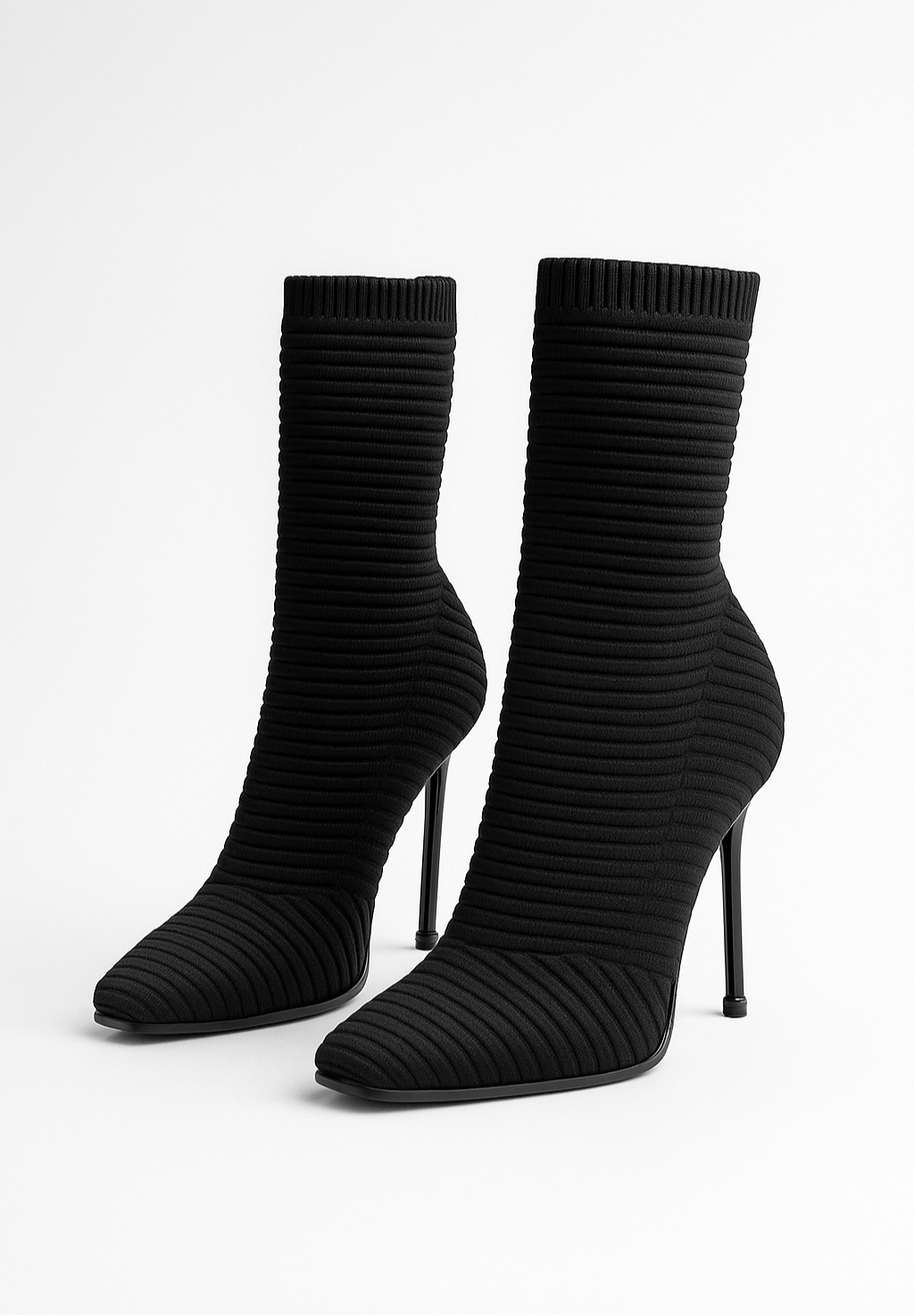 Black Sock Boots for Women – Elegant Stiletto Heels with Stretch Fit & Timeless Chic